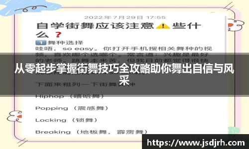 从零起步掌握街舞技巧全攻略助你舞出自信与风采